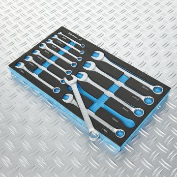 Module 12 pièces clés plates mixtes dans plateau porte-outils en mousse