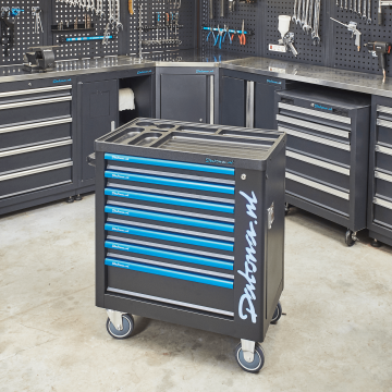 Servante Black-Line avec armoire de rangement et 7 tiroirs