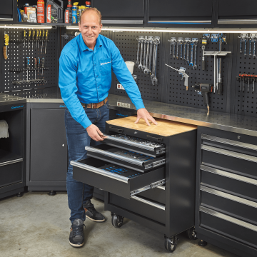 Servante à outils 5 tiroirs avec plan de travail en bois