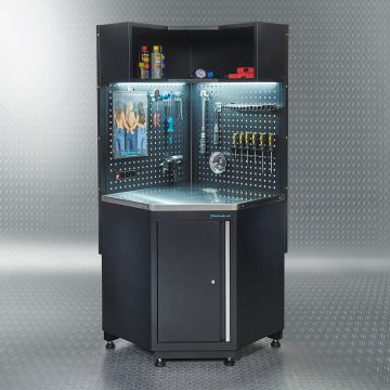 Meuble d’angle PREMIUM – établi en acier inoxydable