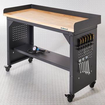 Établi mobile PRO 150cm - Bambou + Étagère