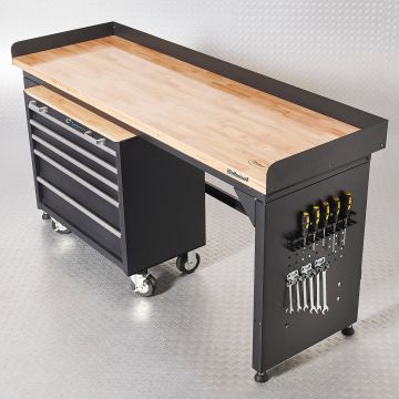 Établi PRO 200 cm - Chêne + Servante