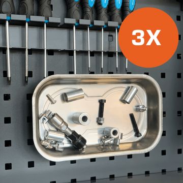 Bol magnétique rectangulaire en acier inoxydable – 3 pièces