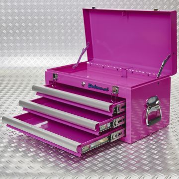 Caisse à outils avec 3 tiroirs - rose