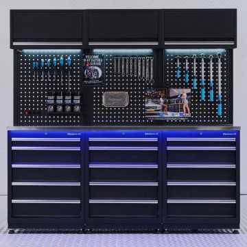 Aménagement d’atelier PREMIUM en inox avec 3 blocs-tiroirs - 204 cm