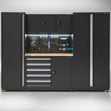 Établi de 120 cm avec plan de travail et petite et grande armoire de rangement
