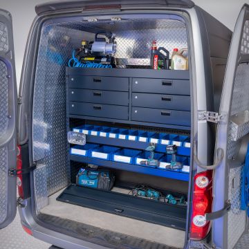 Aménagement de véhicule utilitaire - 158 x 39 x 145 cm - Armoire à tiroirs 6 tiroirs verrouillables & 1 compartiment à abattant