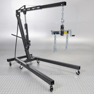 Grue d'atelier hydraulique 2T – pliable + Équilibreur de charge