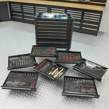 Servante d’atelier 7 tiroirs – chariot à outils roulant 100 cm + 7 jeux d’outils