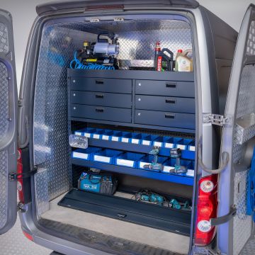 Aménagement de véhicule utilitaire - 158 x 39 x 145 cm - Armoire à tiroirs 6 tiroirs verrouillables & 1 compartiment à abattant