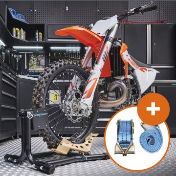 Support pour motocross + sangle d'arrimage