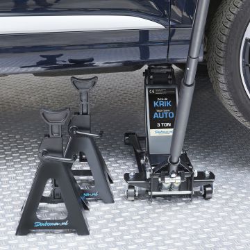 Cric de voiture modèle bas 3 tonnes + chandelles à crémaillère 3 tonnes