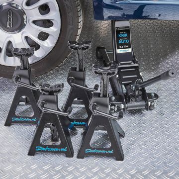 Cric de voiture modèle bas 2.5 tonnes + 2 paires de chandelles 3 tonnes