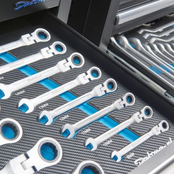 Jeu de clés mixtes à cliquet à tête pivotante
