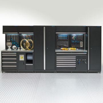 Meuble d’atelier PREMIUM avec plan de travail en inox - 422 cm