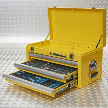 Caisse à outils avec 3 tiroirs - 2 tiroirs remplis – jaune