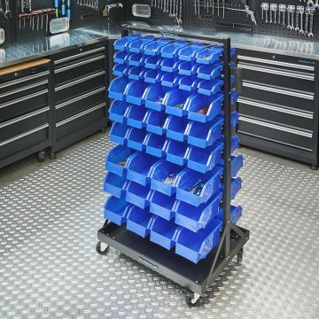 Étagère de stockage mobile avec bacs