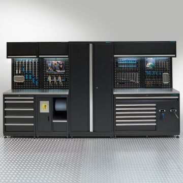 Meuble d’atelier PREMIUM avec plan de travail en inox - 362 cm
