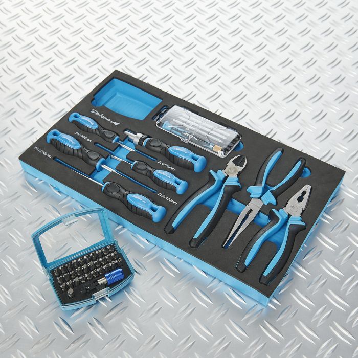 Module 44 pièces tournevis et pinces dans plateau porte-outils en mousse