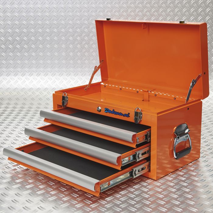 Caisse à outils avec 3 tiroirs - orange