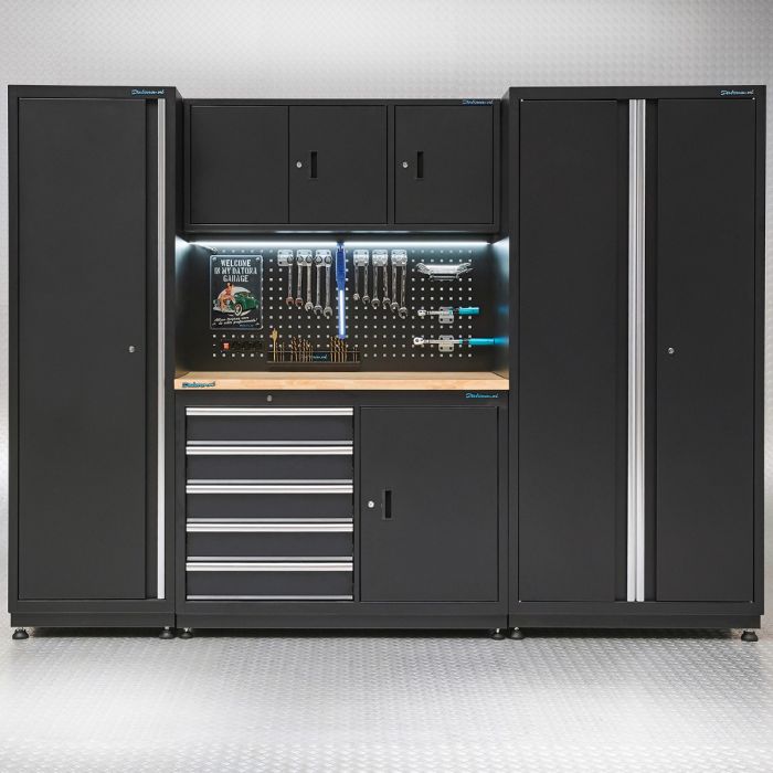 Établi de 120 cm avec plan de travail et petite et grande armoire de rangement