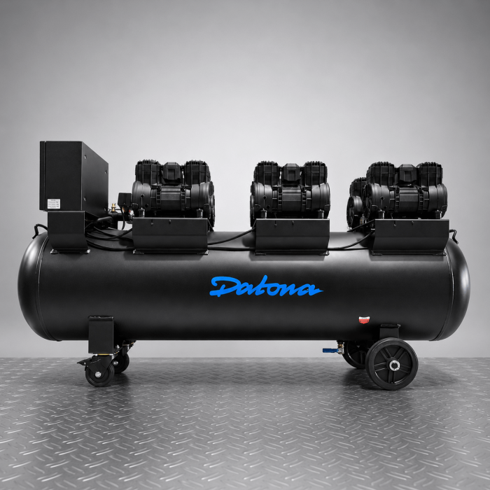Compresseur silencieux 200 L - Sans huile et mobile - 400 V - Pour les professionnels