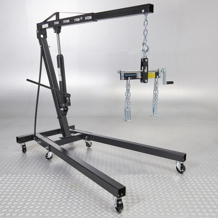 Grue d'atelier hydraulique 2T – pliable + Équilibreur de charge