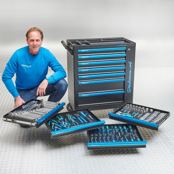 Servante Black-Line avec 7 tiroirs + set d'outils de 153 pièces