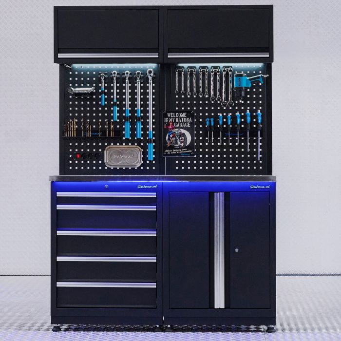 Aménagement d’atelier PREMIUM en inox avec armoire et tiroirs - 135 cm