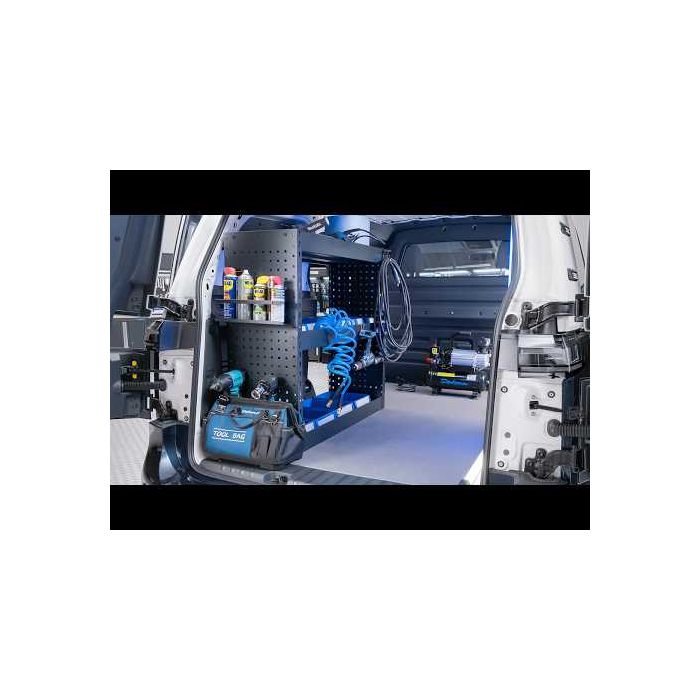 Aménagement de véhicule utilitaire – 105 x 39 x 99 cm – Armoire encastrée + 2 étagères & 13 bacs de rangement