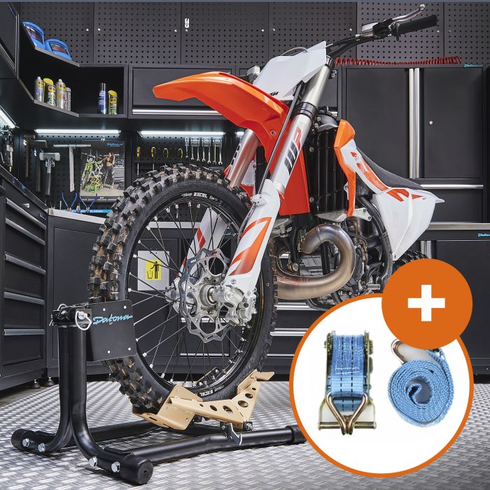 Support pour motocross + sangle d'arrimage