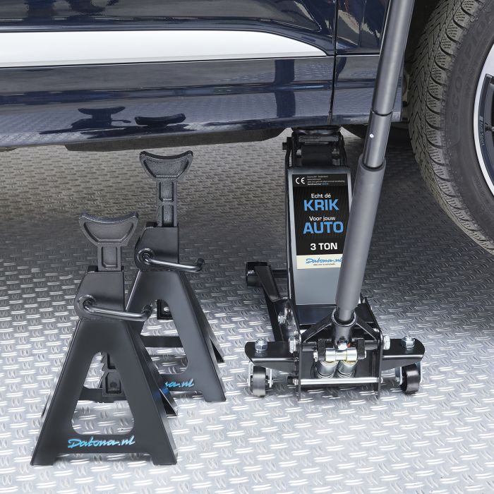 Cric de voiture modèle bas 3 tonnes + chandelles à crémaillère 3 tonnes