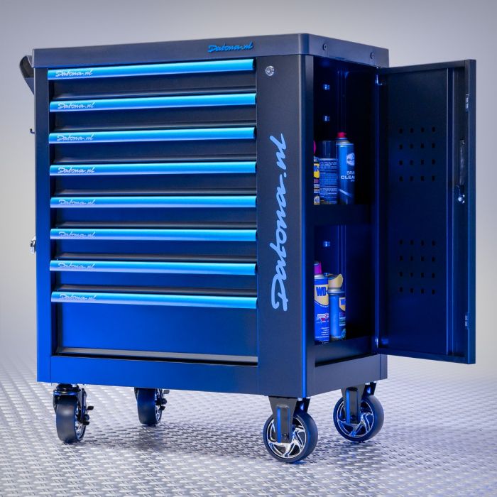 Servante d’atelier 8 tiroirs avec panneau perforé, serrure & bacs supérieurs