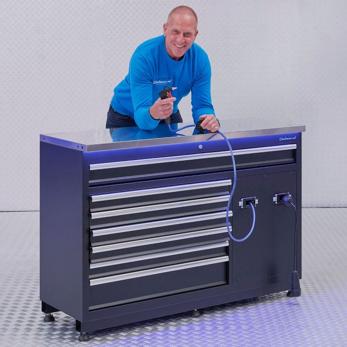 Établi Premium avec électricité et air comprimé - 136 cm - plan de travail en inox