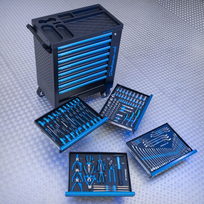 Servante d’atelier 8 tiroirs – 4 tiroirs équipés – jeu d’outils 153 pièces