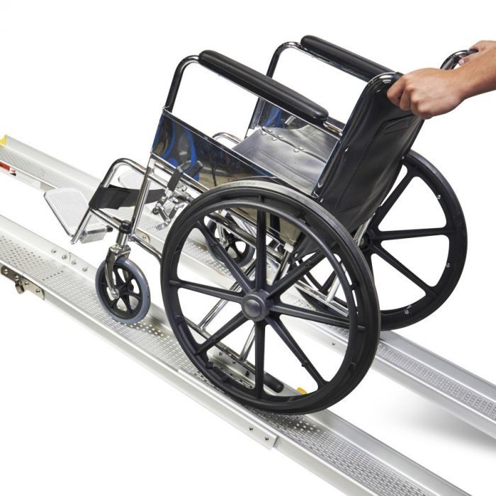 Rampe aluminium télescopique pliable - 240 cm - 2 pièces