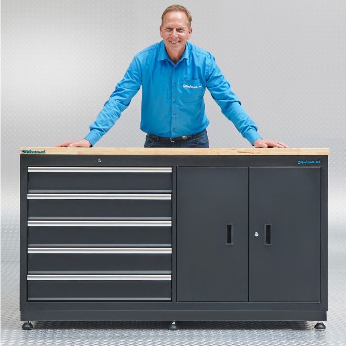 Établi de 160 cm avec armoire à outils et 5 tiroirs