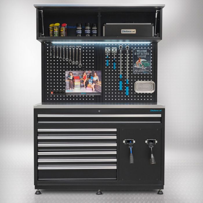 Meuble d’atelier PREMIUM en acier inoxydable avec armoire extra-large - 136 cm
