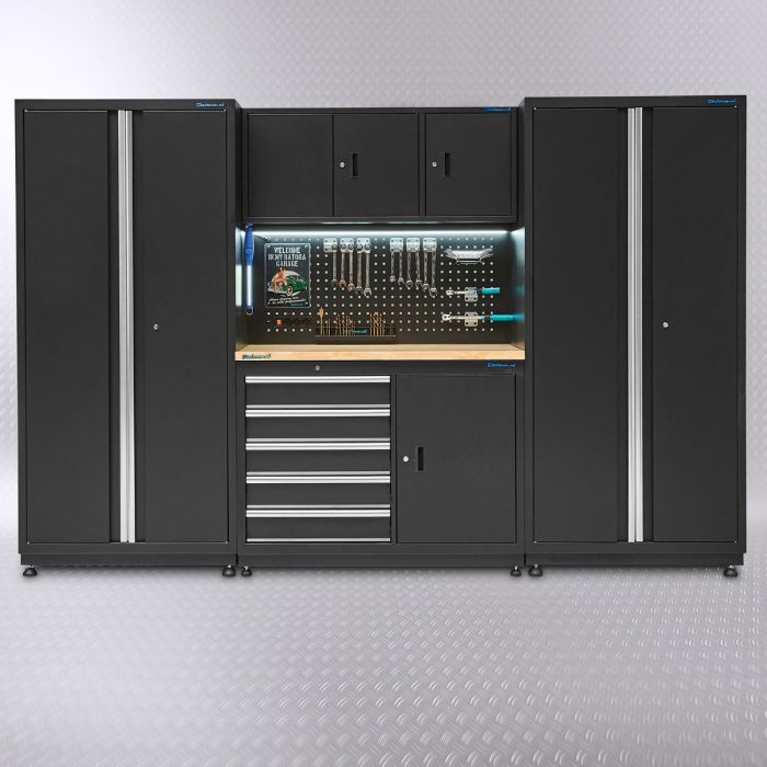 Établi de 120 cm avec armoire à outils et deux larges armoires d'atelier